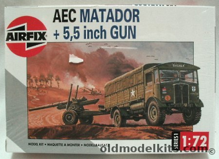 Airfix 1/76 AEC Matador Truck - With 5.5 Inch Gun, 01314 plastic model kit